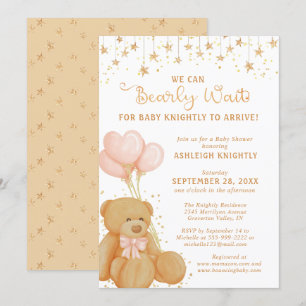 Invitation Mignonne ours en peluche Baby shower neutre pour l