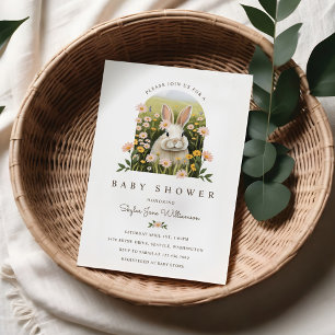 Invitation Mignonne Pays Lapin Fleur sauvage Baby shower fill