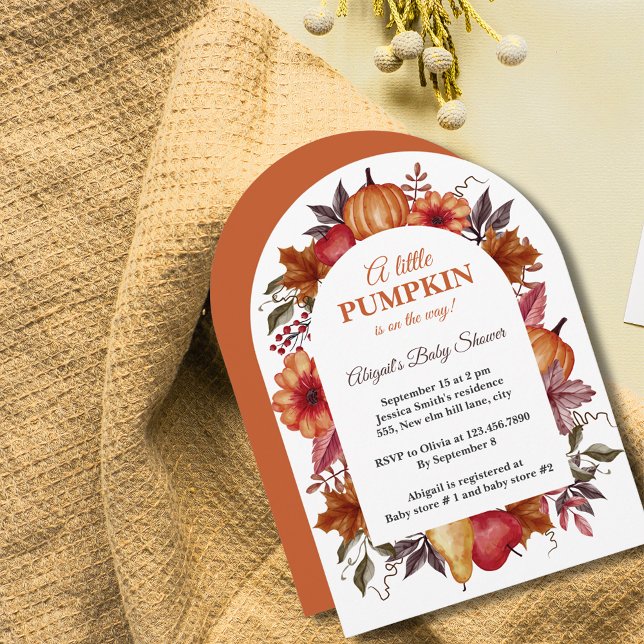 Invitation Mignonne Petite Citrouille Est En Route Baby showe (Créateur téléchargé)