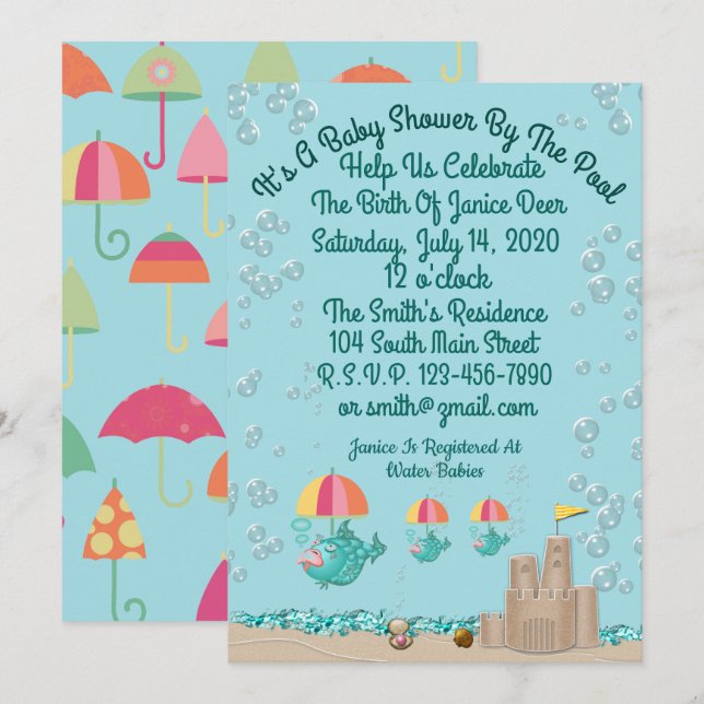 Invitation mignonne pour un baby shower par la (Devant / Derrière)