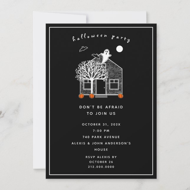 Invitation mignonne pour une fête d'Halloween (Devant)