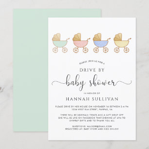 Invitation Mignonne Retro Carrières Parade Drive Par Baby sho