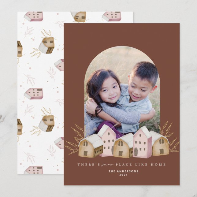 Invitation mignonne scandi moderne maison naturelle Noël (Devant / Derrière)