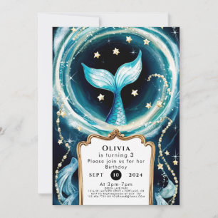 Invitation Mignonne sirène d'aquarelle Anniversaire