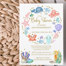 Mignonne sous la mer Baby shower neutre de genre