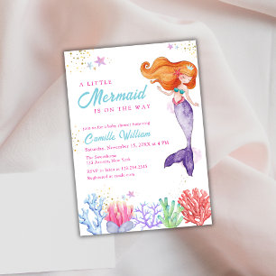 Invitation Mignonne Sous Le Baby shower De Corail De Sirène D