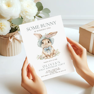 Invitation Mignonne Un lapin devient un 1er anniversaire