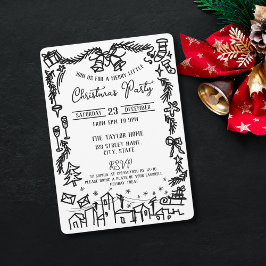 Invitation Mignonne unique main Whimsical tiré fête de Noël