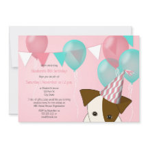 mignonnes filles chiot fête d'anniversaire rose ba