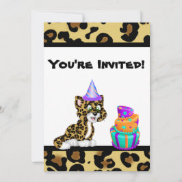 Invitation Mignonnes filles Poster de animal Leopard Annivers