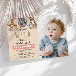 Invitation Mignonnons-nous Wild Pink Jungle 1er Anniversaire