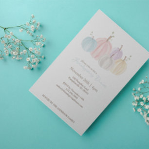 Invitation Mignons citrouilles pastel aquarelle Thanksgiving