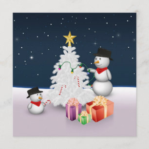 Invitation Mignons neigeurs avec sapin de Noël