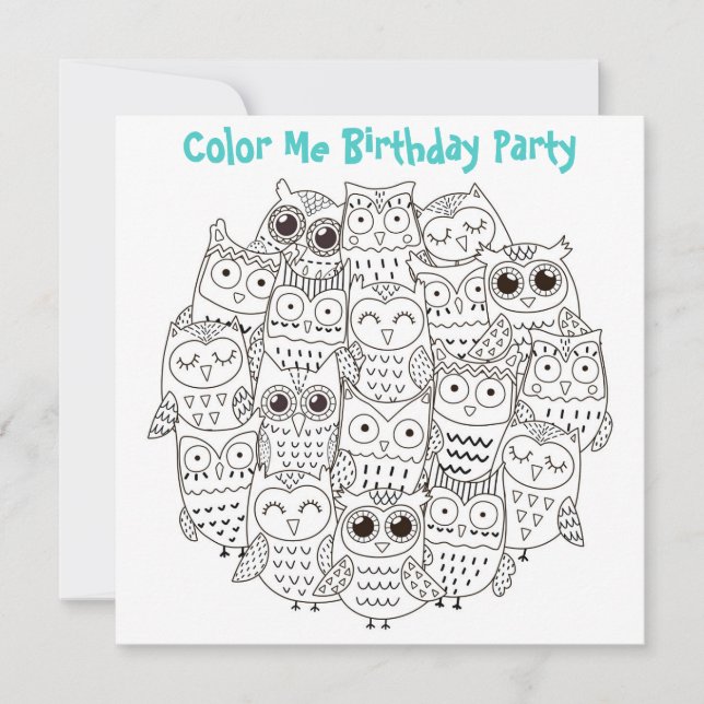 Invitation *~* Mignons OWLS SILLY Personnalisable COULEUR MOI (Devant)