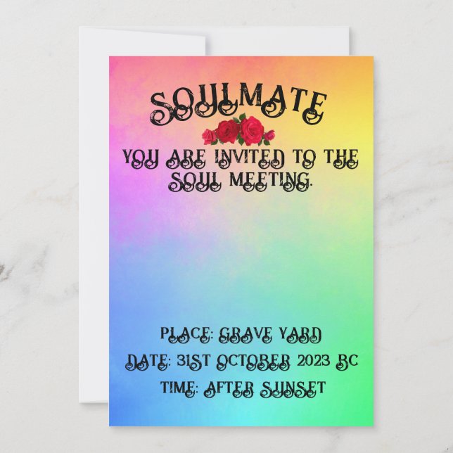 Invitation Mikitiez crâne rose baroque arc-en-ciel (Dos)