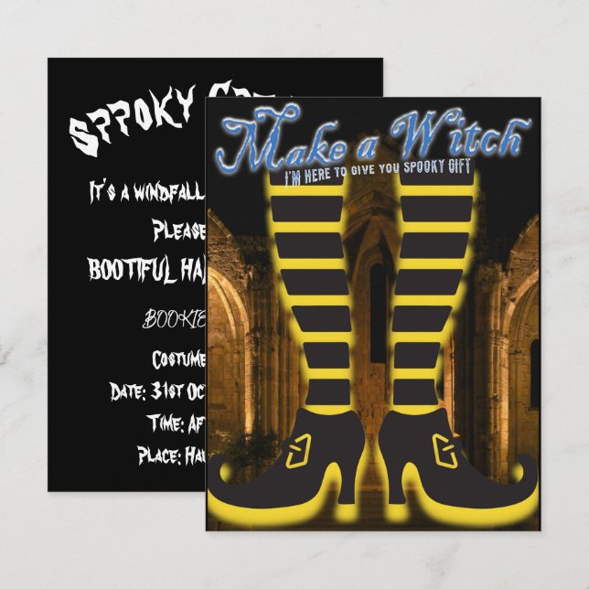 Invitation Mikitiez sorcière magicien halloween fullmoon (Devant / Derrière)