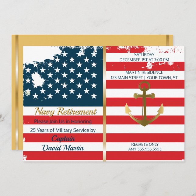 Invitation militaire de partie de retraite de (Devant / Derrière)