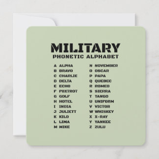 Invitation Military Phonetic Alphabet Alpha Zulu
