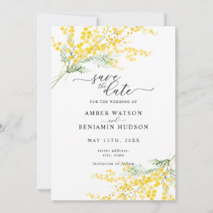 Invitation Mimosa Printemps Jaune Mariage Floral Enregistrer 