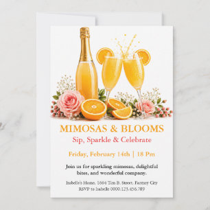 Invitation Mimosas et Fleurs - Fête de Brunch au Champagne