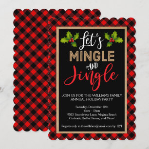 Invitation Mingle et Jingle Buffalo Plaid Christmas Party