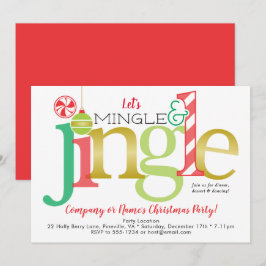 Invitation Mingle & Jingle Red Gold Fête de Noël