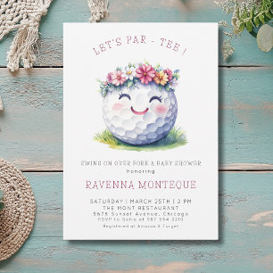 Invitation Mini balle de golf florale pour une baby shower Pa