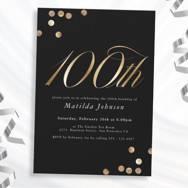 Invitation Mini Black and Gold 100e anniversaire (Mockup View)