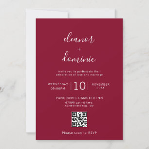 Invitation Mini-Bourgogne photo RSVP QR Code Mariage