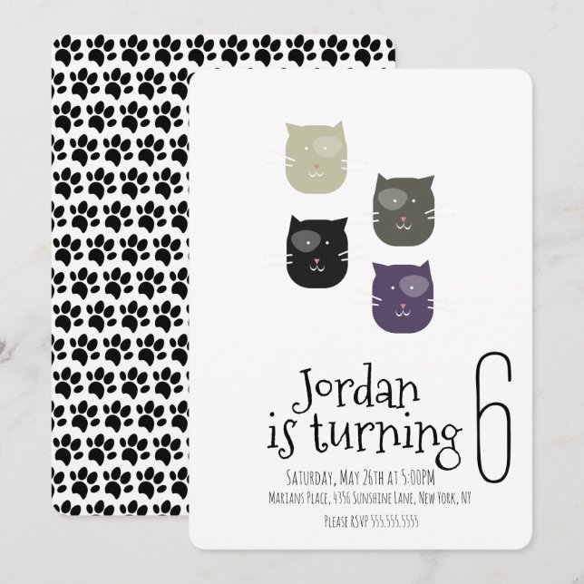 Invitation Mini Chat Kitten Pet pour animaux de compagnie fêt (Devant / Derrière)