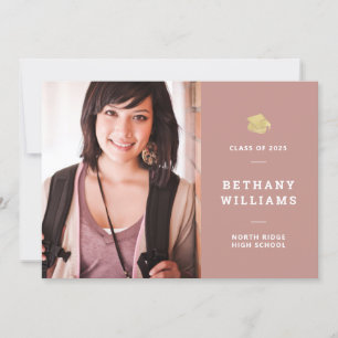 Invitation Mini Dusty Rose Pink Photo Graduation Party