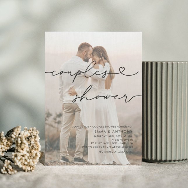 Invitation Mini-écriture Coeur Couples Douche (Créateur téléchargé)