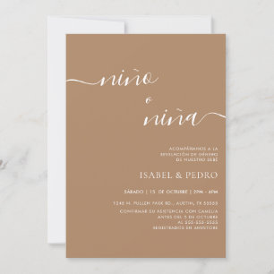 Invitation Mini-minimaliste beige Nino o Nina Espagnol Genre