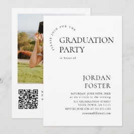 Invitation Mini moderne PHOTO Graduation Party QR code