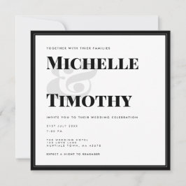 Invitation Mini-noir blanc Gras Typographie Mariage Inv