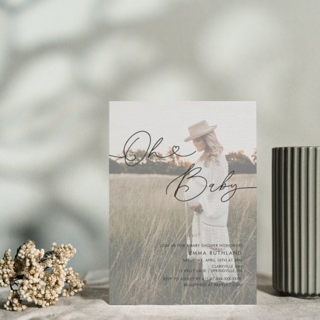 Invitation Mini photo manuscrite Baby shower Coeur Inv (Créateur téléchargé)