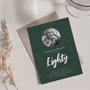 Invitation Mini script photo 80e anniversaire Emerald Green