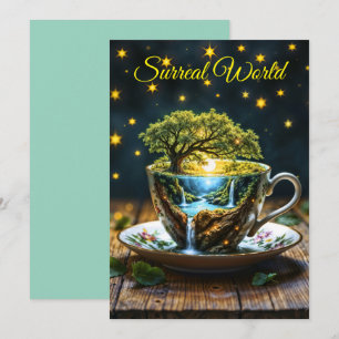 Invitation Miniature teacup merveilleux art coloré
