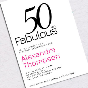 Invitation Minimal 50 ans et merveilleuse Fête d'anniversaire