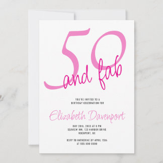 Invitation Minimal 50 et Fab Rose Anniversaire