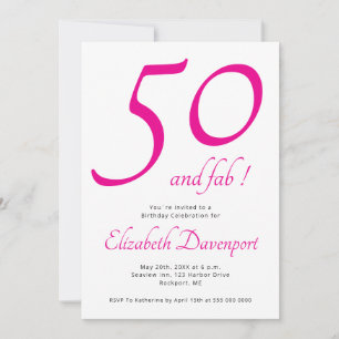 Invitation Minimal 50 et Fab Rose Anniversaire