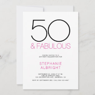 Invitation Minimal 50 et merveilleuse Fête d'anniversaire 50 