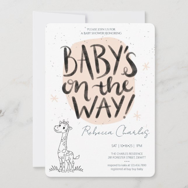 Invitation Minimal Baby Shower  (Devant)