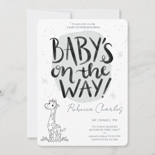 Invitation Minimal Baby Shower  (Devant)