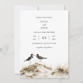 Invitation Minimal Beach Sand Dunes Oystercatchers Mariage