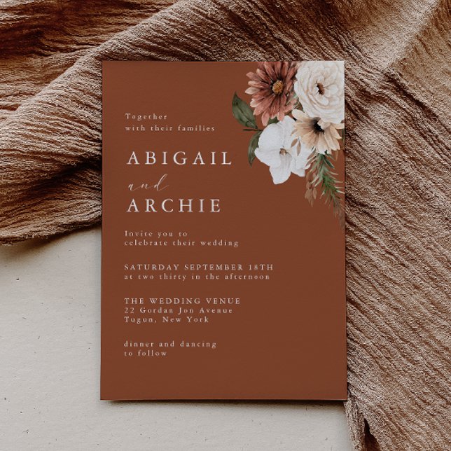 Invitation Minimal Boho Terracotta Wedding  (Créateur téléchargé)