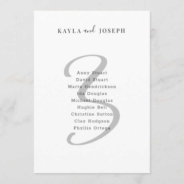 Invitation Minimal Bold Elegant Wedding Table Number 3 (Devant)