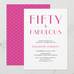 Invitation Minimal Cinquante ans et Fabuleux Fête d'anniversa