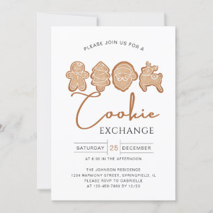 Invitation MInimal Cookie Exchange Gingerbread Fête des Fêtes