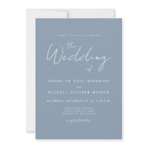 Invitation Minimal Dusty Blue Script Mariage